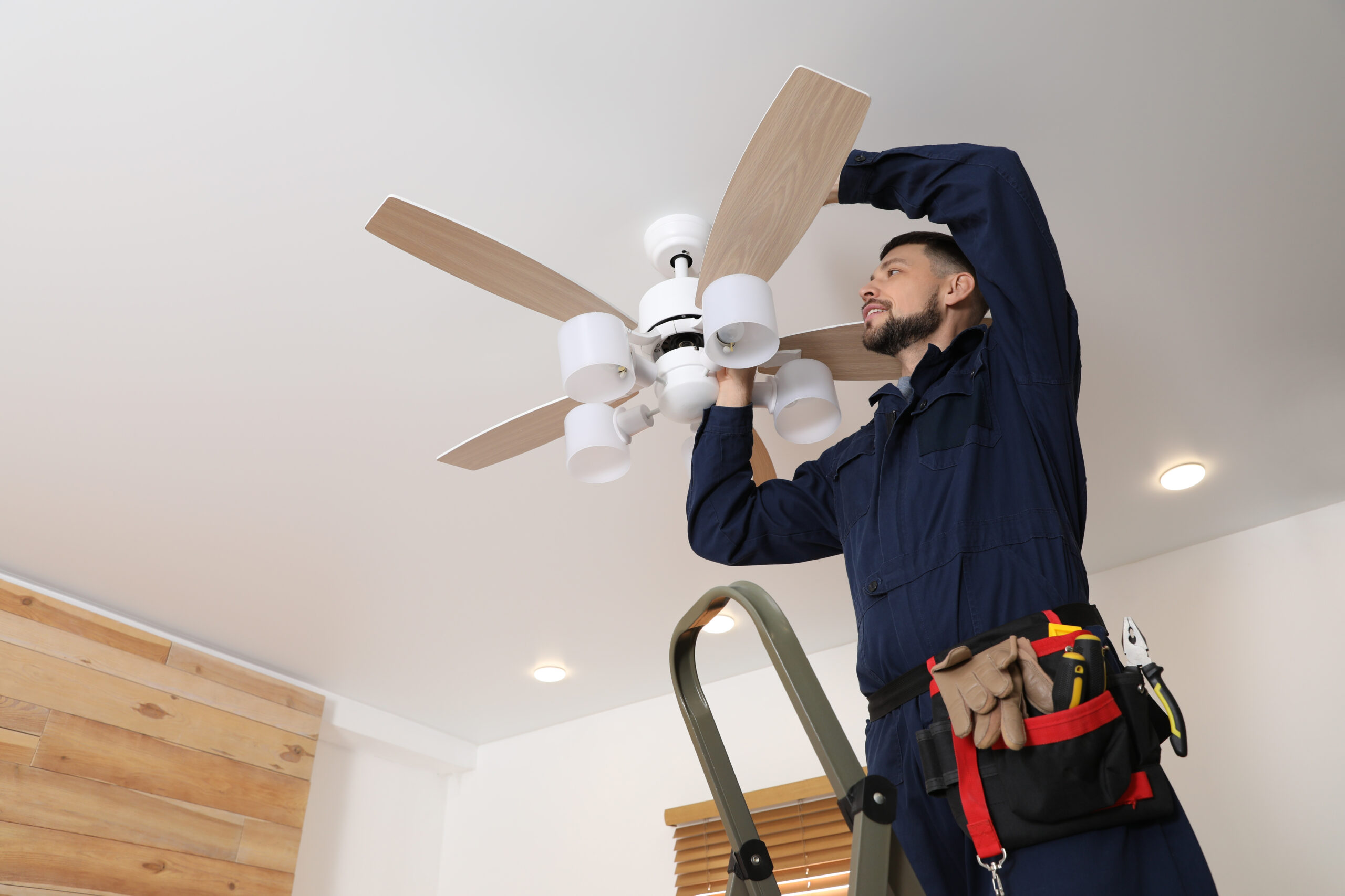 This is a picture for a blog about how to prepare for spring with a new ceiling fan.